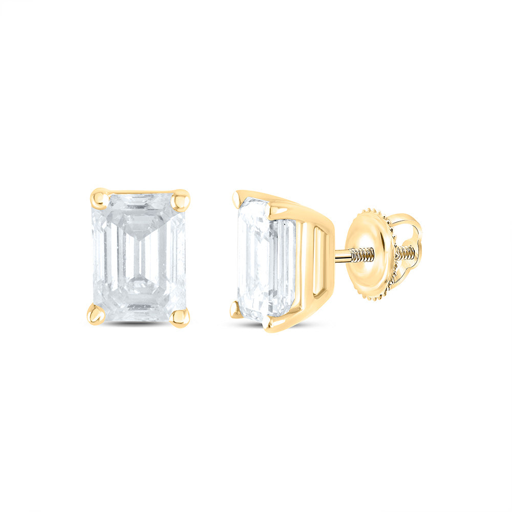14k Gold 1/2 CTW-Natural Diamond I1 Ij Emerald Solitaire Stud Earring