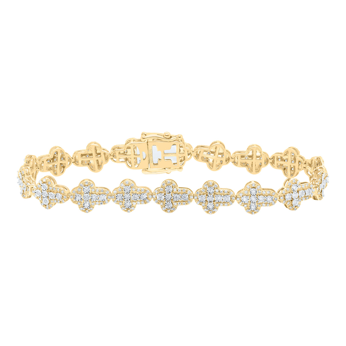 10k Gold 1 1/2 CTW-Natural Diamond Fashion Cross Mens Bracelet (8 Inch )