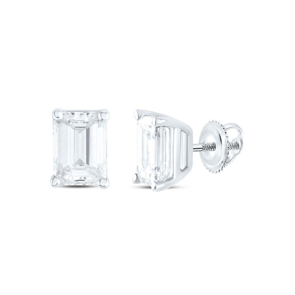 14k Gold 3/4 CTW-Natural Diamond I1 Ij Emerald Solitaire Stud Earring