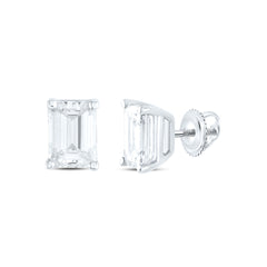 14k Gold 3/4 CTW-Natural Diamond I1 Ij Emerald Solitaire Stud Earring