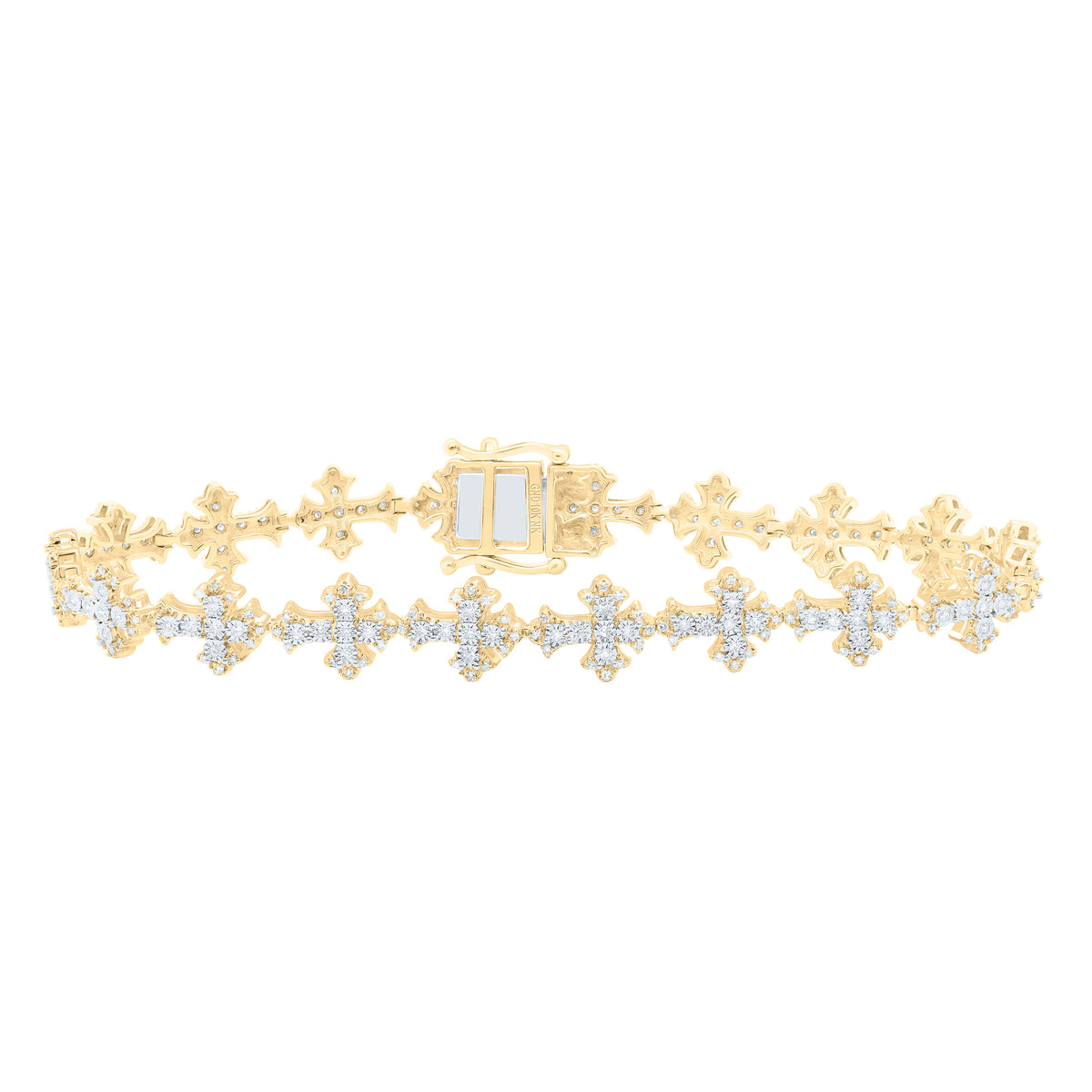 10k Gold 1 CTW-Natural Diamond Fashion Cross Mens Bracelet (8 Inch )