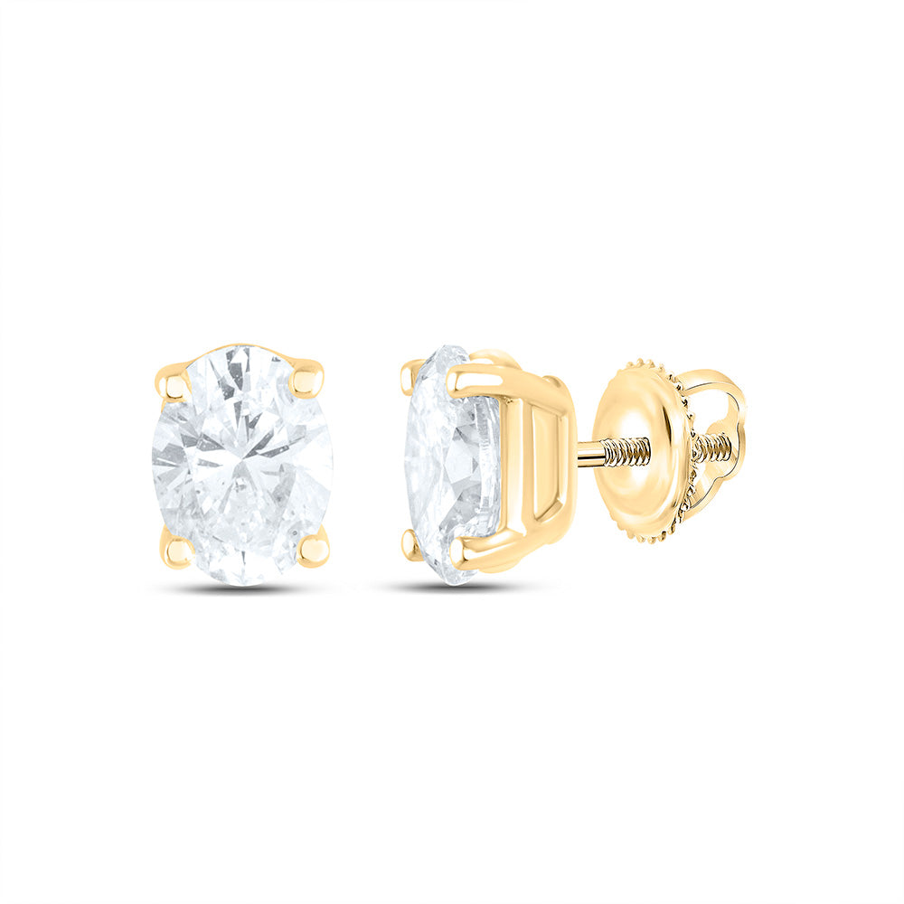 14k Gold 1/4 CTW-Natural Diamond I1 Ij Oval Solitaire Stud Earring