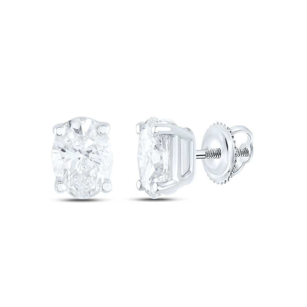 14k Gold 1/2 CTW-Natural Diamond I1 Ij Oval Solitaire Stud Earring