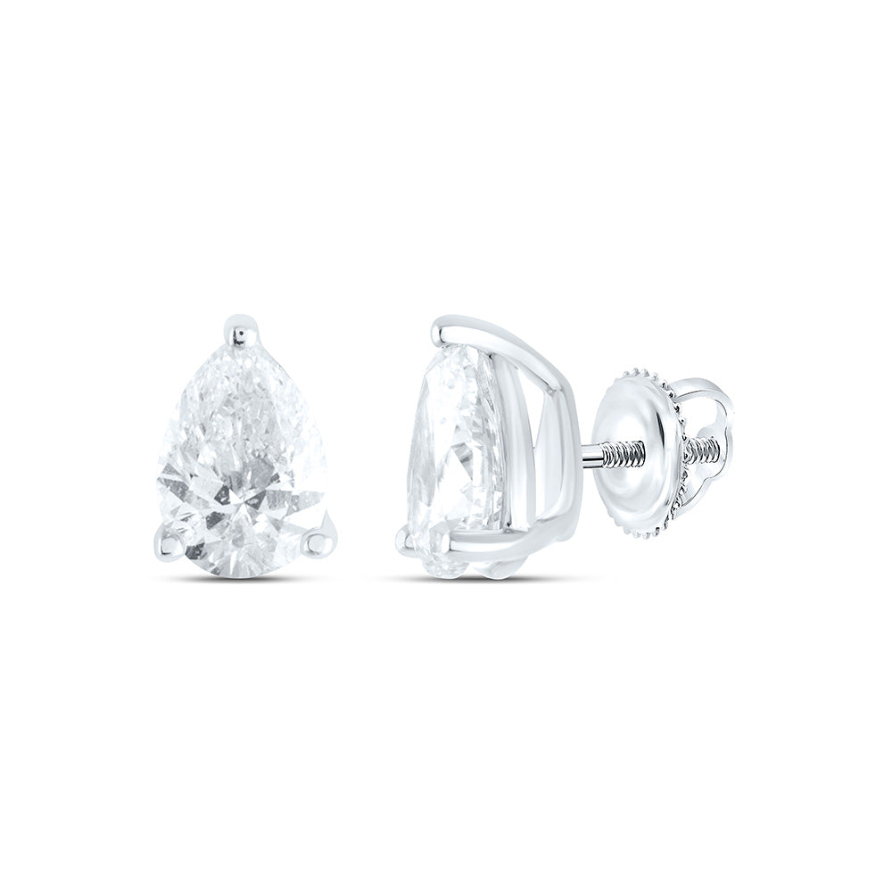 14k Gold 1/5 CTW-Natural Diamond I1 Ij Pear Solitaire Stud Earring