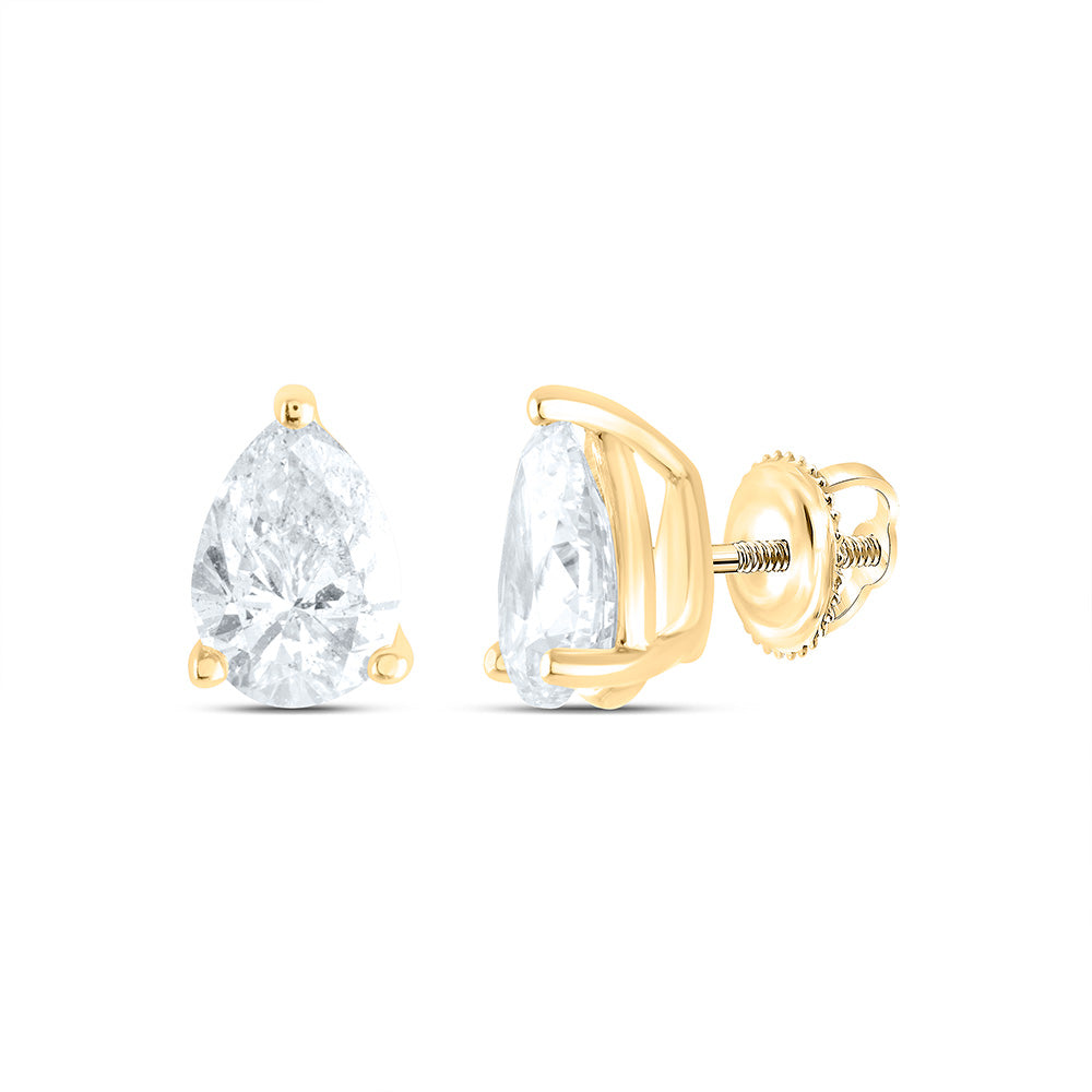 14k Gold 1/4 CTW-Natural Diamond I1 Ij Pear Solitaire Stud Earring