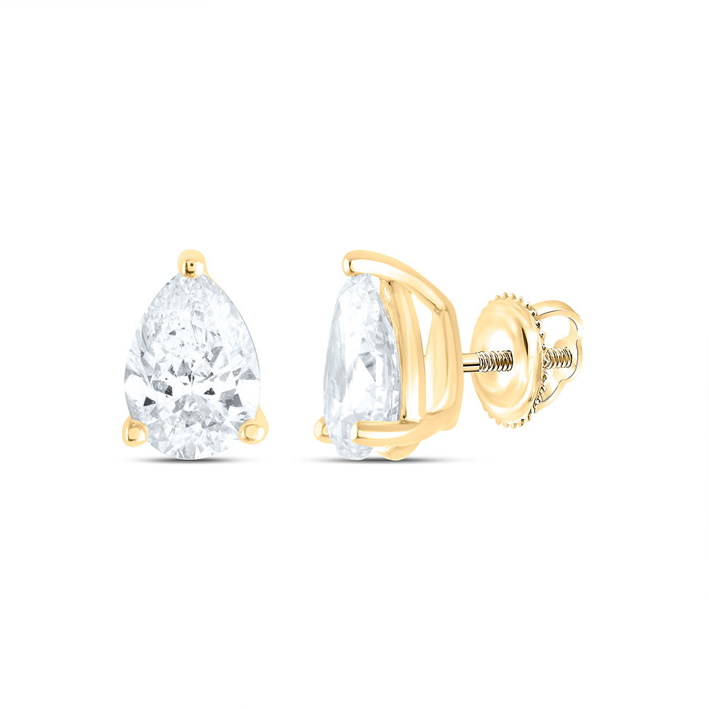 14k Gold 1/2 CTW-Natural Diamond I1 Ij Pear Solitaire Stud Earring