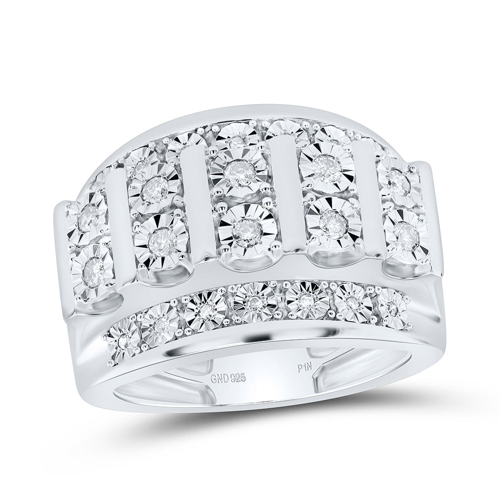 Sterling Silver 1/2 CTW-Natural Diamond Mens Ring