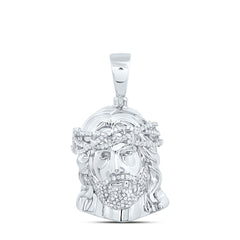Sterling Silver 3/4 CTW-Natural Diamond Jesus Face Mens Charm