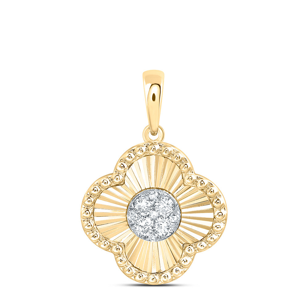 18k Gold 1/10 CTW-Natural Diamond Elite Fashion Clover Pendant