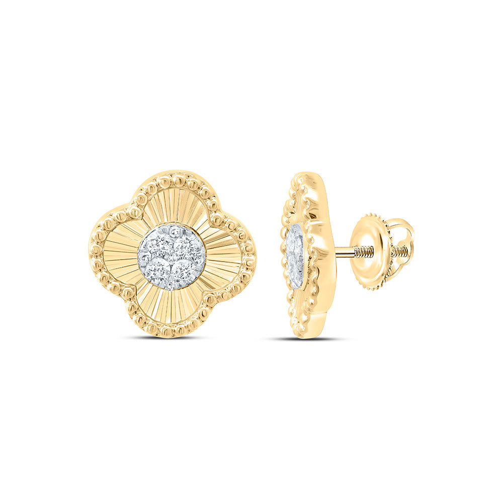 18k Gold 1/5 CTW-Natural Diamond Elite Fashion Clover Earring