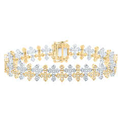 10k Gold 1 5/8 CTW-Natural Diamond Fashion Cross Mens Bracelet (8 Inch )