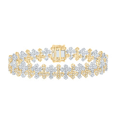 10k Gold 2 1/3 CTW-Natural Diamond Fashion Cross Mens Bracelet (8 Inch )