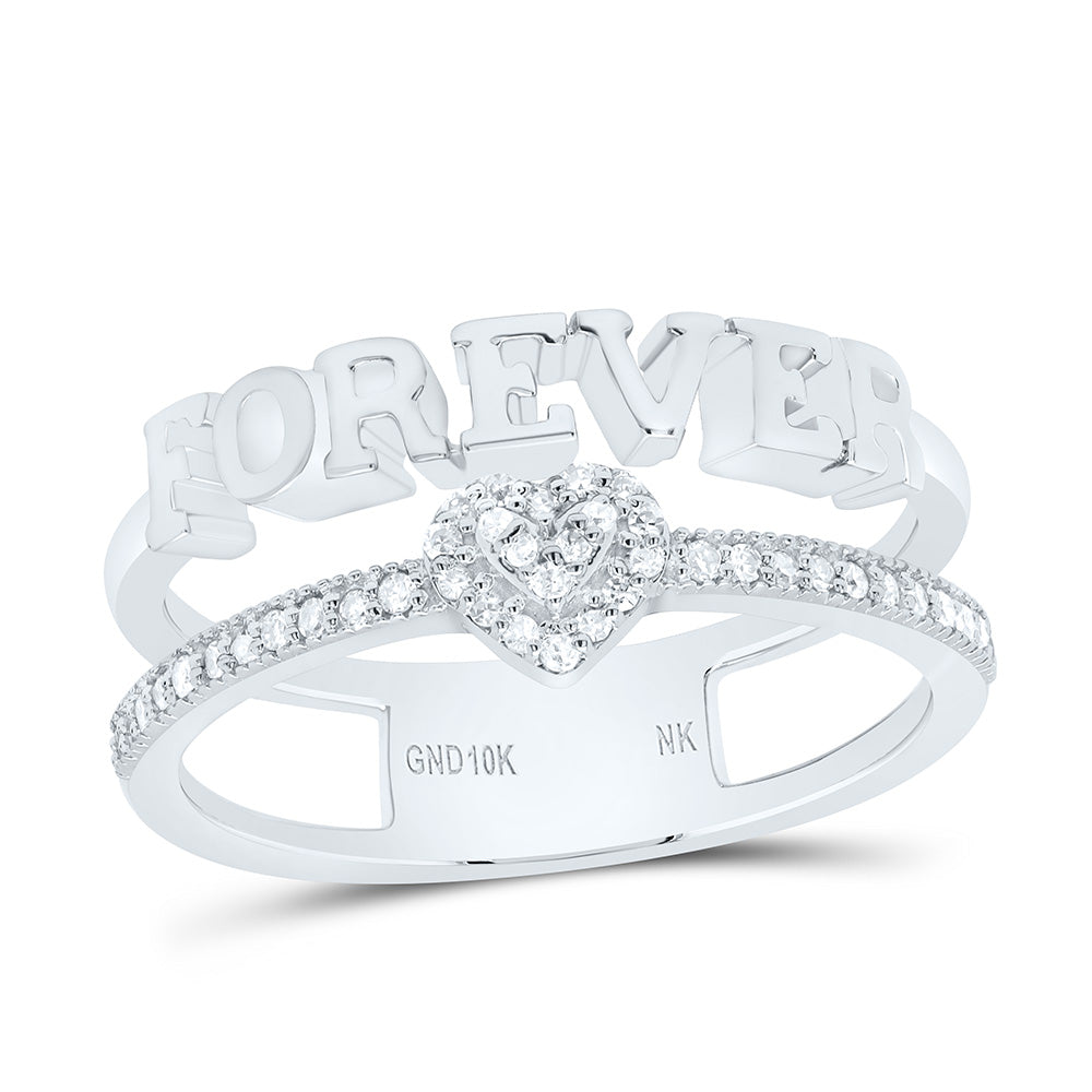 10k Gold 1/8 CTW-Natural Diamond Gift "Forever" Heart Ring