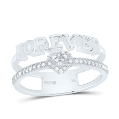 10k Gold 1/8 CTW-Natural Diamond Gift "Forever" Heart Ring