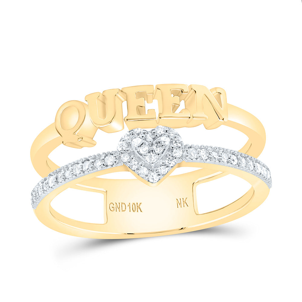 10k Gold 1/6 CTW-Natural Diamond Gift "Queen" Heart Ring