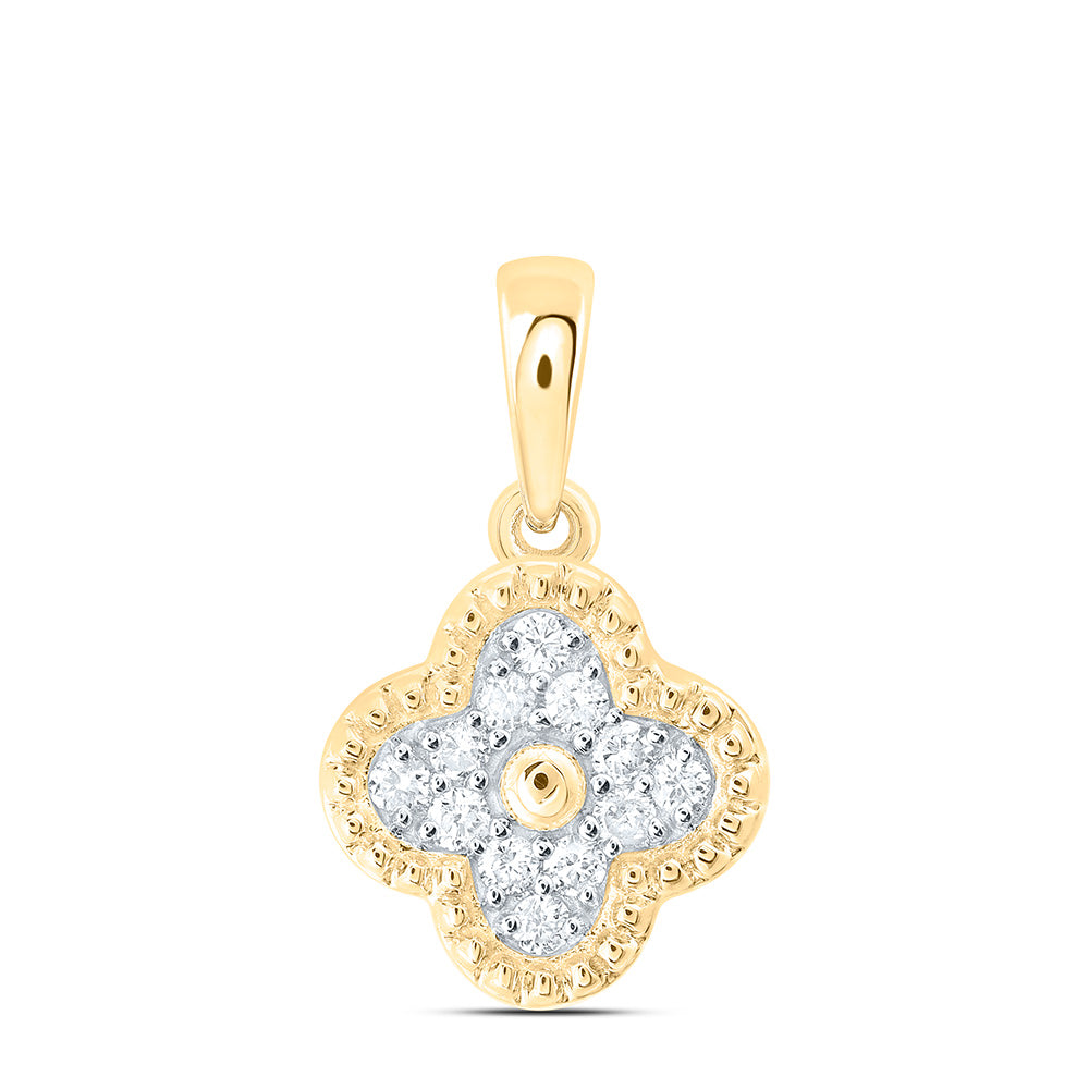 14k Gold 1/5 CTW-Natural Diamond Gift Clover Pendant