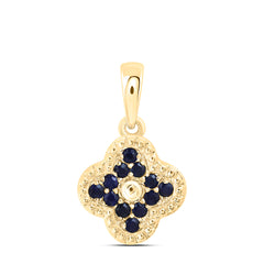 14k Gold 1/4 CTW-Rd-Bs Natural Gemstone Clover Pendant