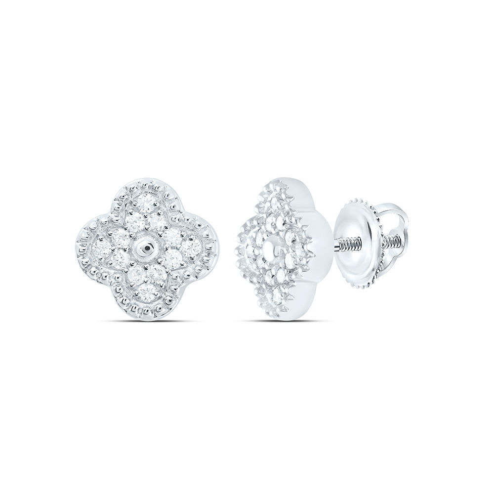 14k Gold 1/6 CTW-Natural Diamond Gift Clover Earring