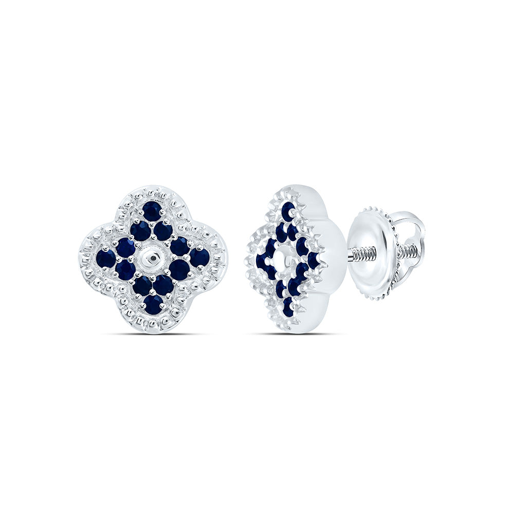 14k Gold 1/5 CTW-Rd-Bs Natural Gemstone Clover Earring
