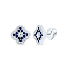 14k Gold 1/5 CTW-Rd-Bs Natural Gemstone Clover Earring