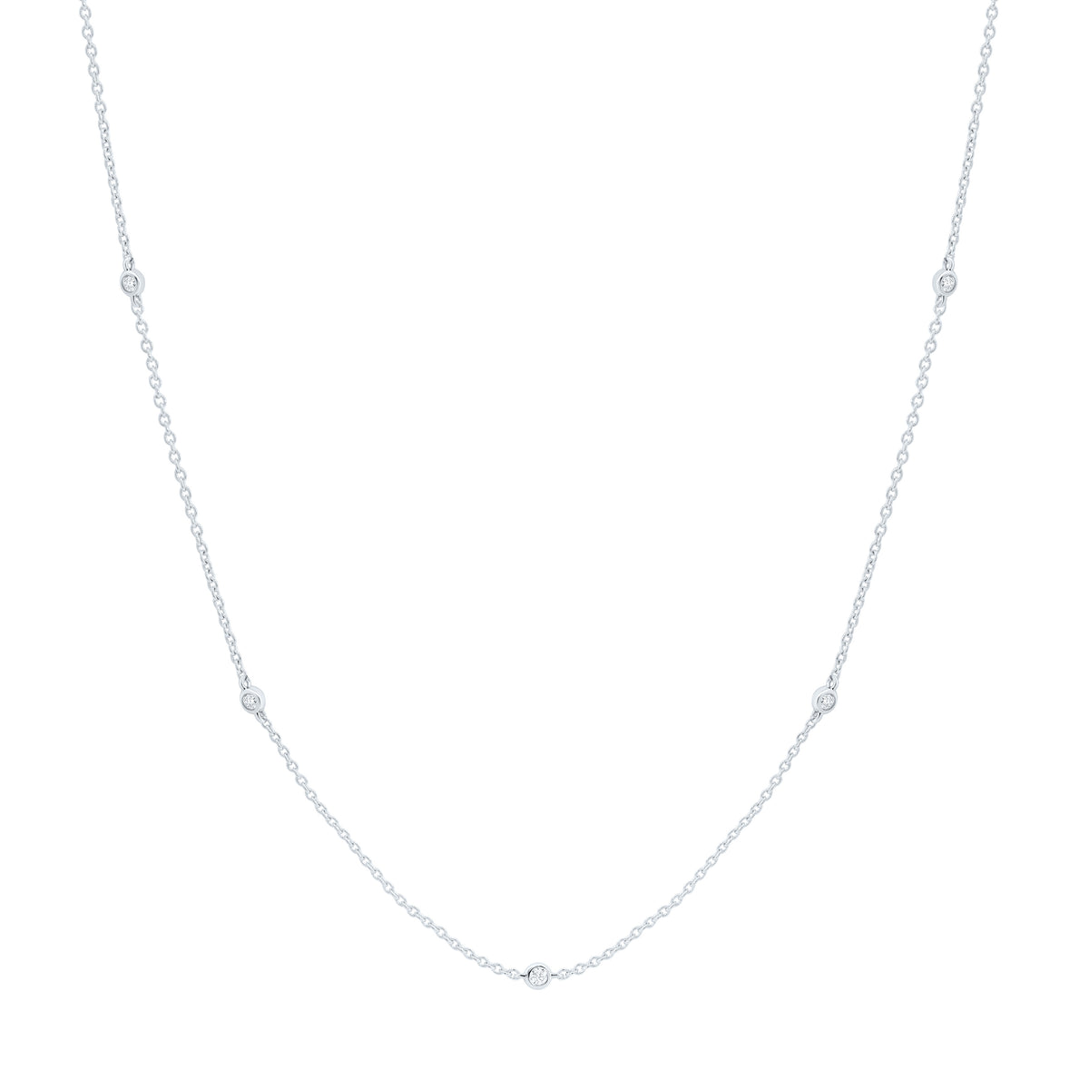 14k Gold 1/5 CTW-Natural Diamond Fashion Station Necklace (18 Inch )