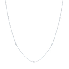 14k Gold 1/5 CTW-Natural Diamond Fashion Station Necklace (18 Inch )