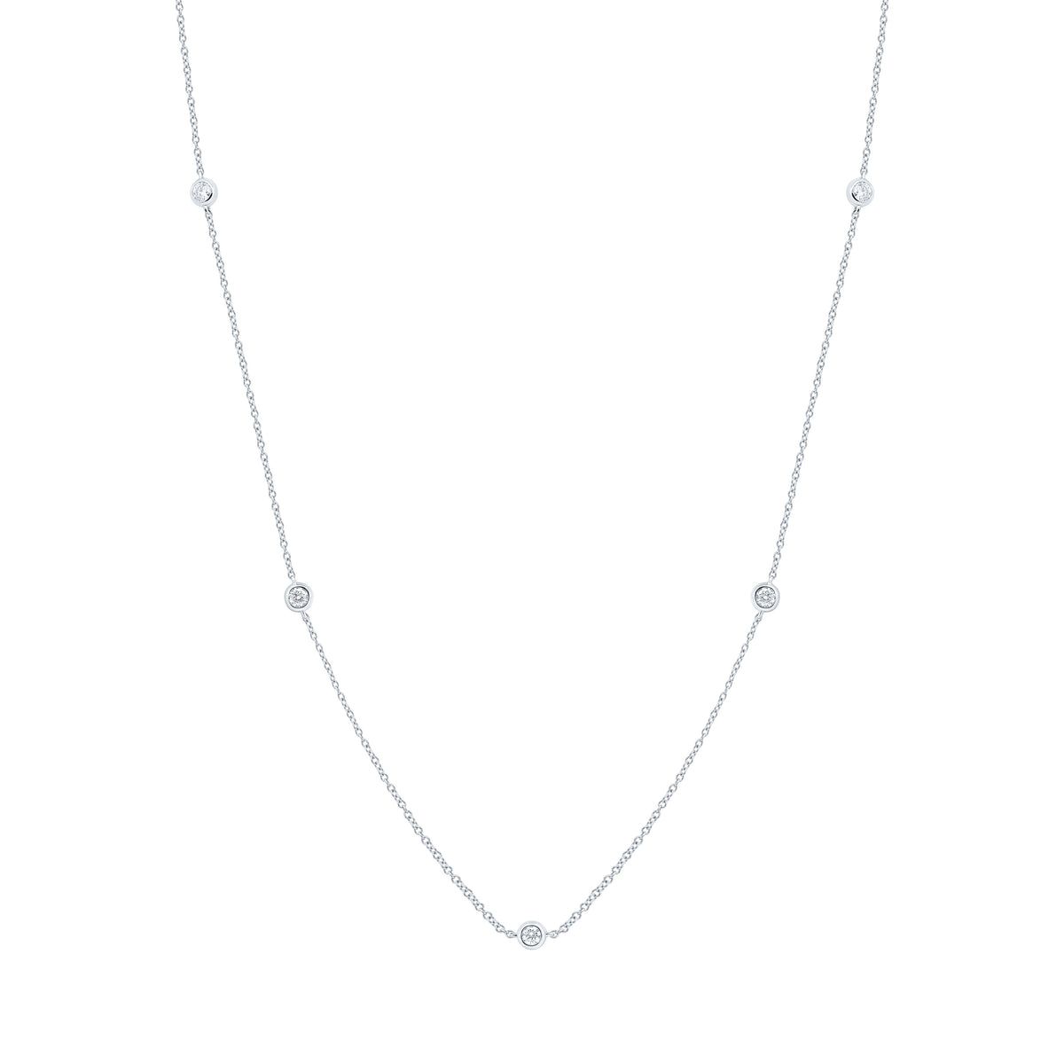14k Gold 3/8 CTW-Natural Diamond Fashion Station Necklace (18 Inch )