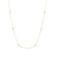 14k Gold 1 1/5 CTW-Natural Diamond Fashion Station Necklace (18 Inch )
