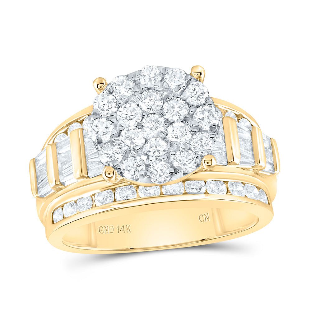 14k Gold 2 CTW-Natural Diamond Cindy Round Ring
