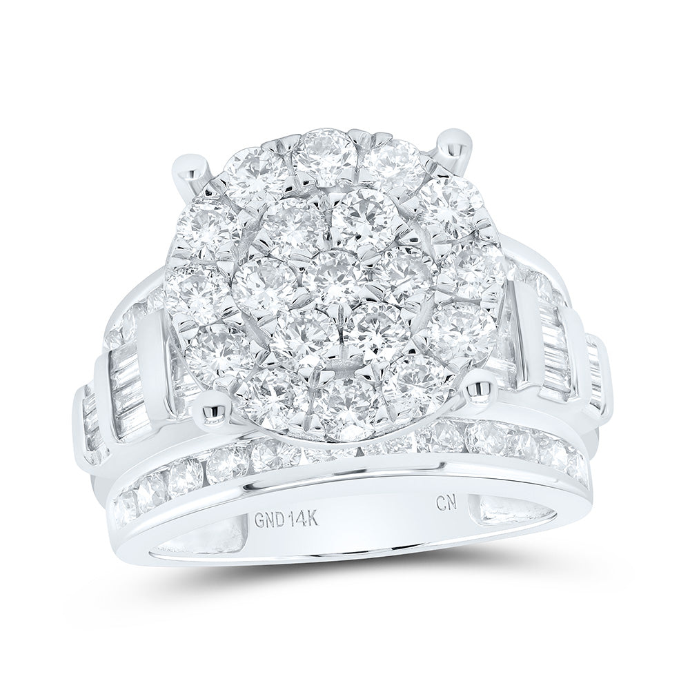 14k Gold Cindy S Dream Collection (Make Your Fairy Tale Dreams Come True) 10K White Gold Round Natural Diamond Cluster Bridal Wedding Engageme