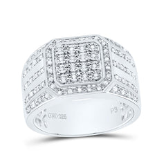 Sterling Silver 1/3 CTW-Natural Diamond Gift Octagon Mens Ring