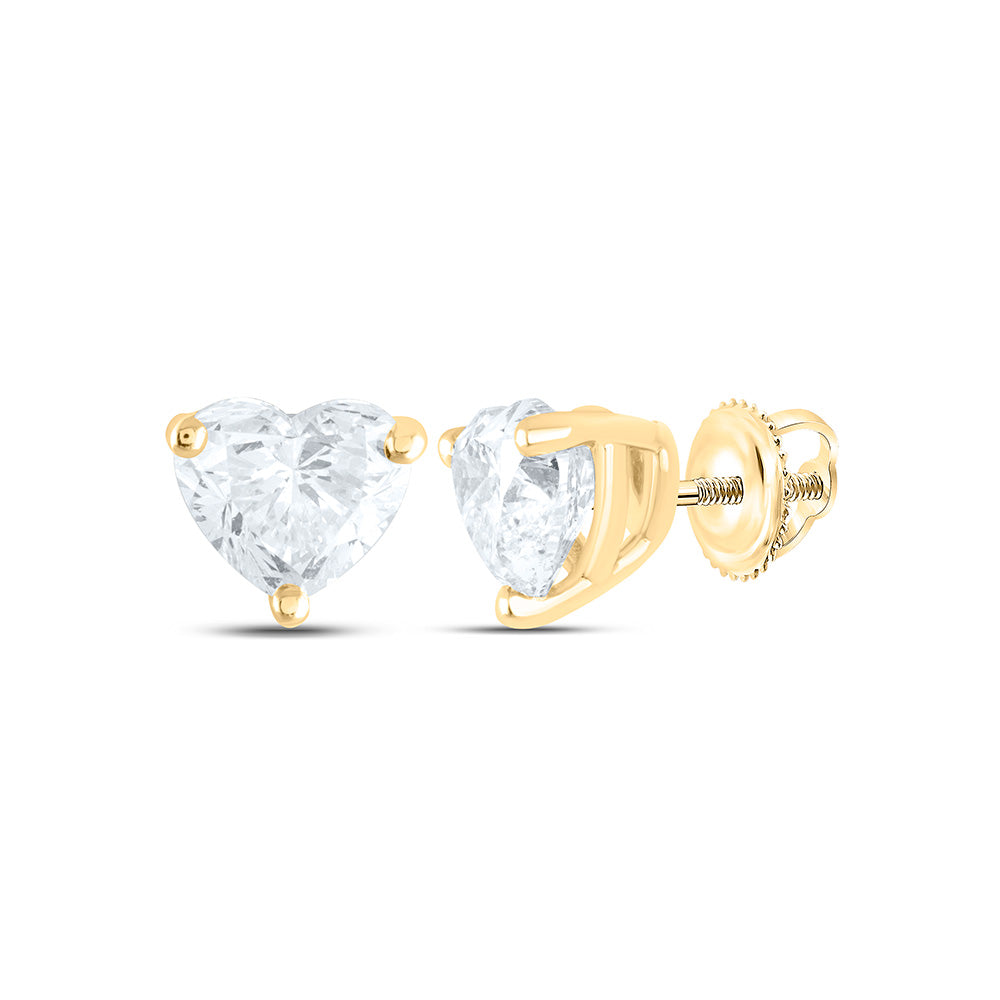 14k Gold 1 CTW-Natural Diamond I1 Ij Heart Solitaire Stud Earring