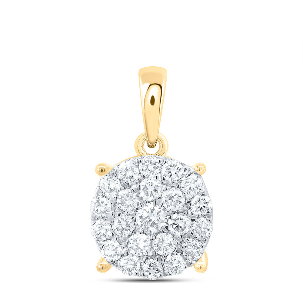 14k Gold 3/4 CTW-Natural Diamond Fashion Round Pendant