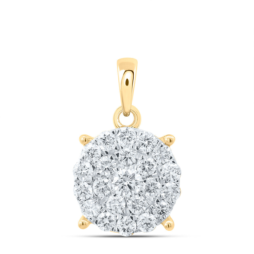 14k Gold 1 CTW-Natural Diamond Fashion Round Pendant