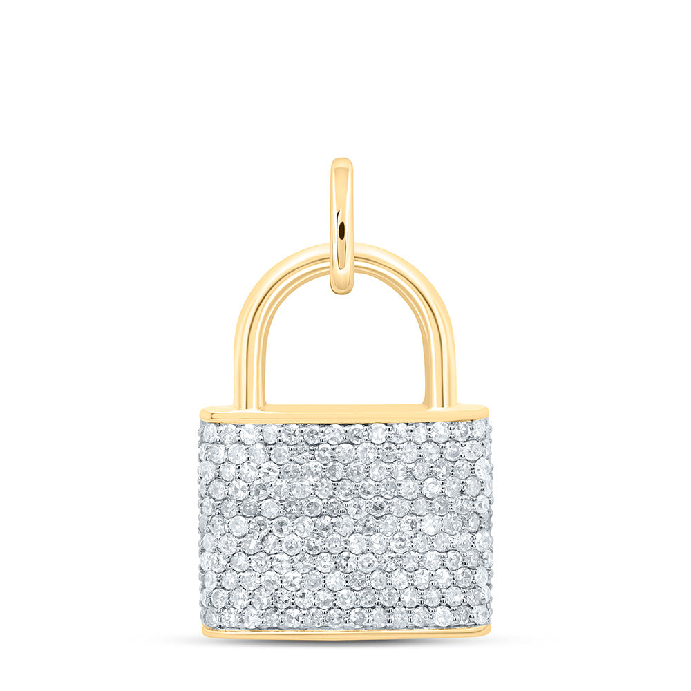 10k Gold 5/8 CTW-Natural Diamond Gift Lock Pendant