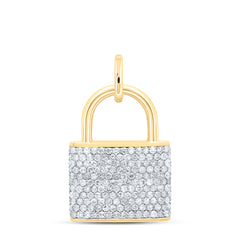 10k Gold 5/8 CTW-Natural Diamond Gift Lock Pendant