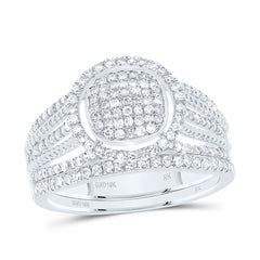 10k Gold 5/8 CTW-Natural Diamond Round Single Halo Bridal Set