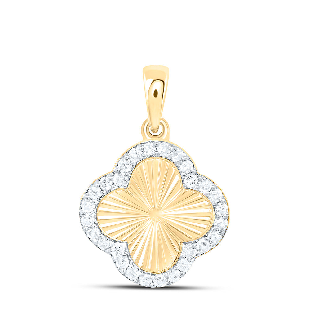 10k Gold 1/6 CTW-Natural Diamond Gift Clover Pendant