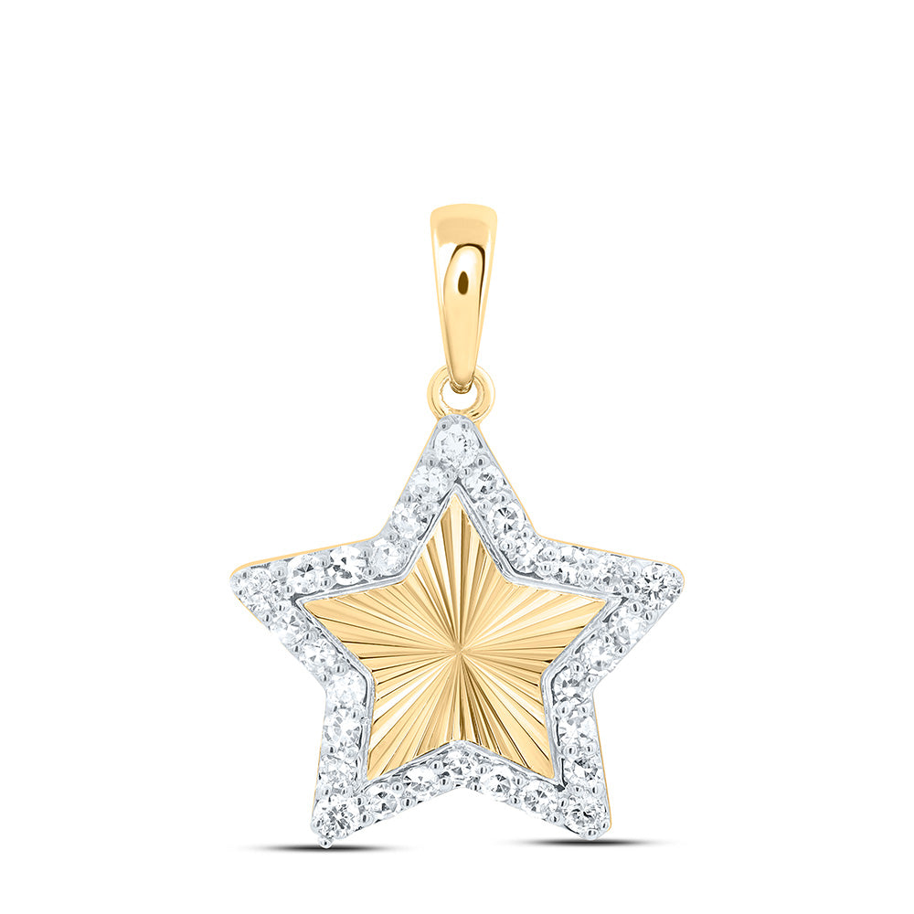 10k Gold 1/6 CTW-Natural Diamond Gift Star Pendant