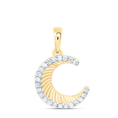 10k Gold 1/8 CTW-Natural Diamond Moon Gift Pendant