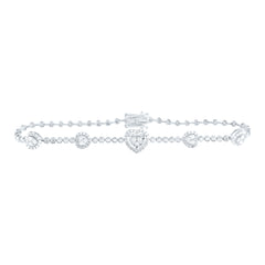 14k Gold 1 CTW-Natural Diamond Fashion Heart Bracelet (7 Inch )