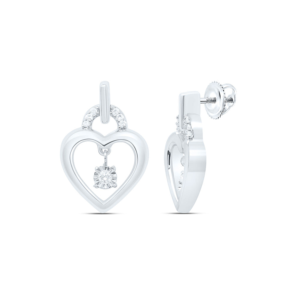 Sterling Silver 1/12 CTW-Natural Diamond Gift Heart Earring