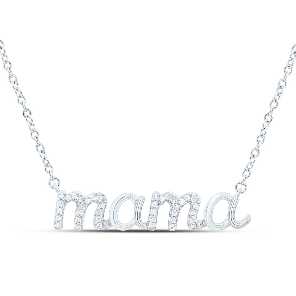Sterling Silver 1/10 CTW-Natural Diamond Gift "Mama" Necklace (18 Inch )