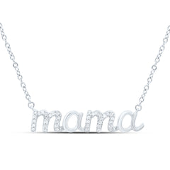 Sterling Silver 1/10 CTW-Natural Diamond Gift "Mama" Necklace (18 Inch )
