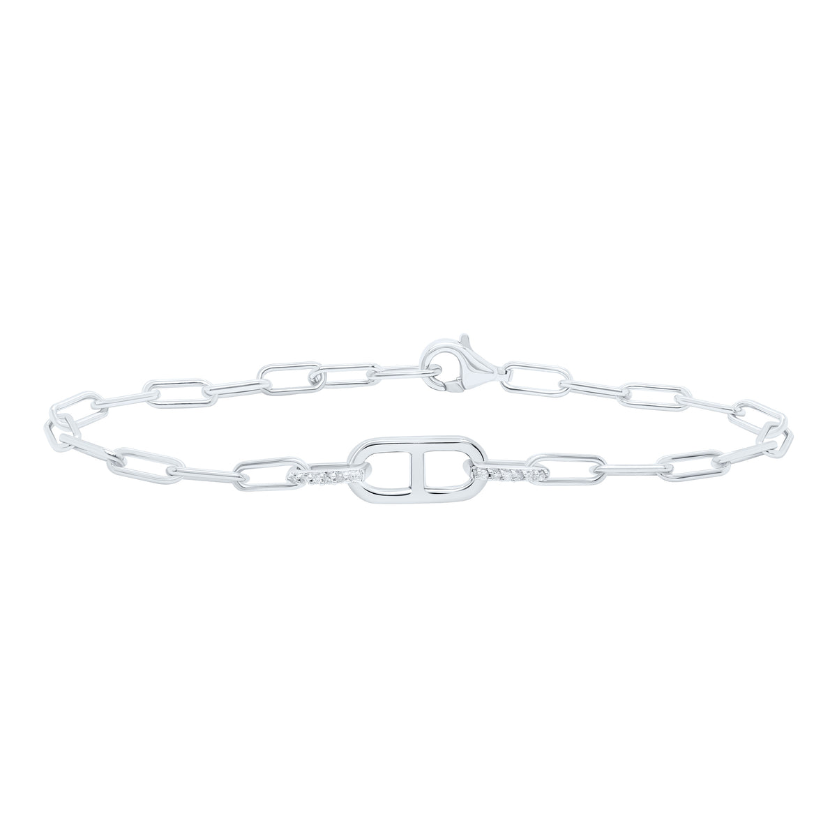 Sterling Silver 1/20 CTW-Natural Diamond Gift Bracelet (7 Inch )