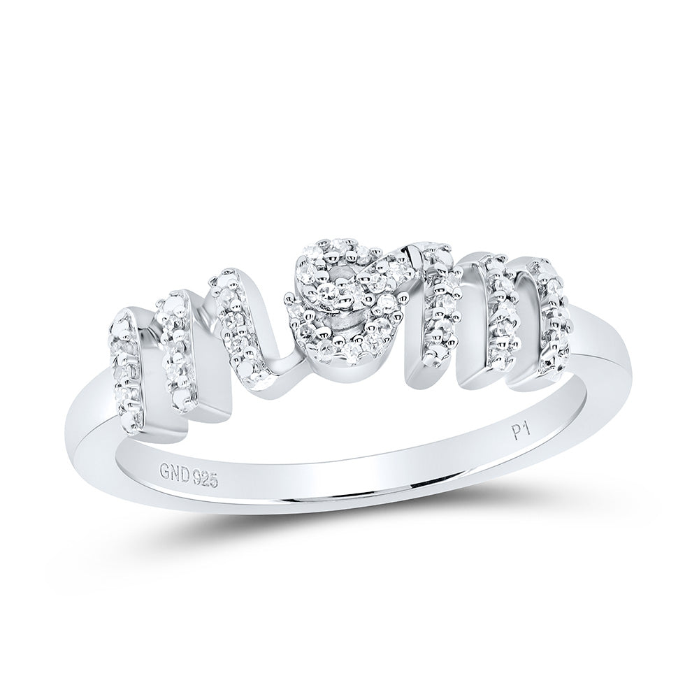 Sterling Silver 1/12 CTW-Natural Diamond Gift "Mom" Ring