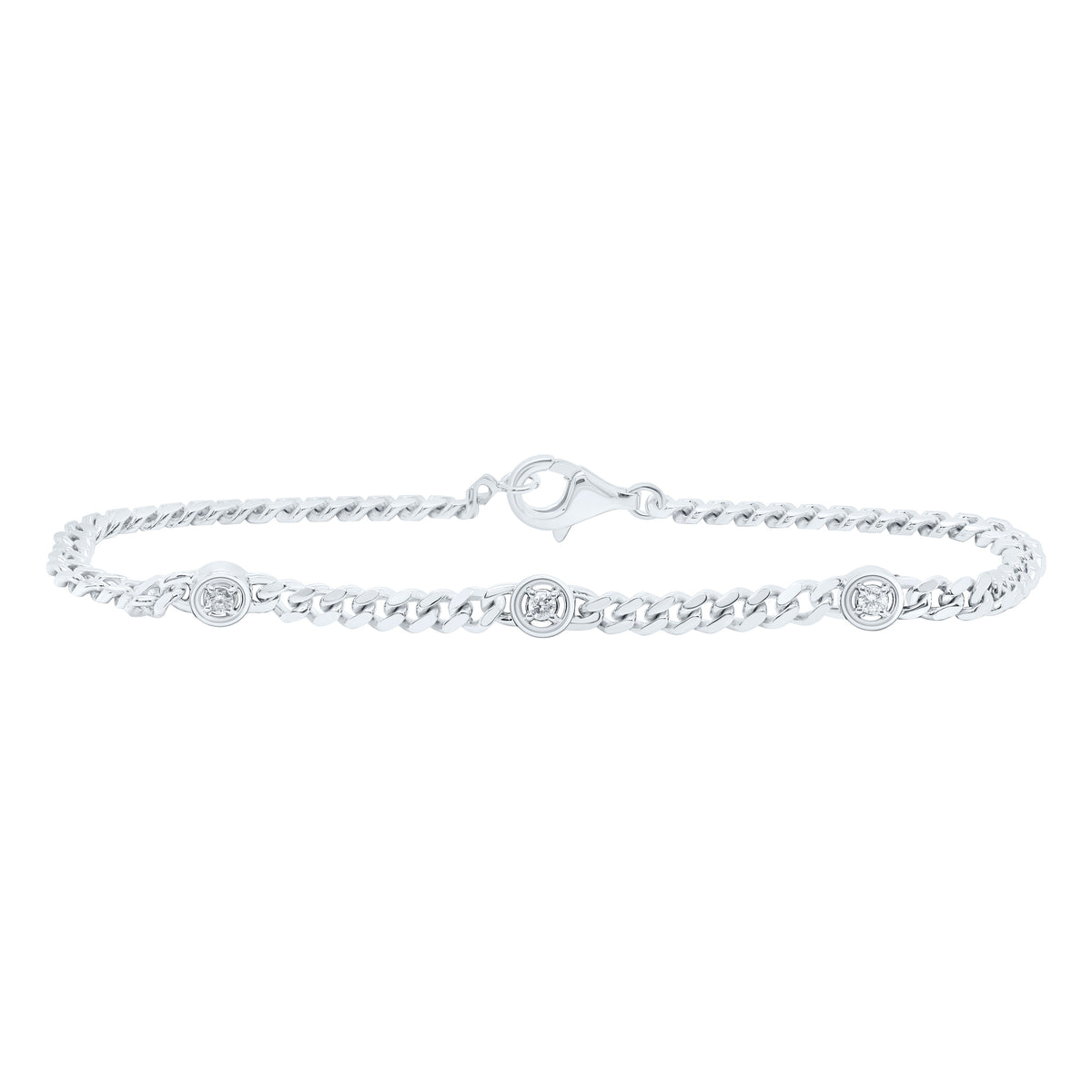 Sterling Silver 1/6 CTW-Natural Diamond Gift Bracelet (7 Inch )