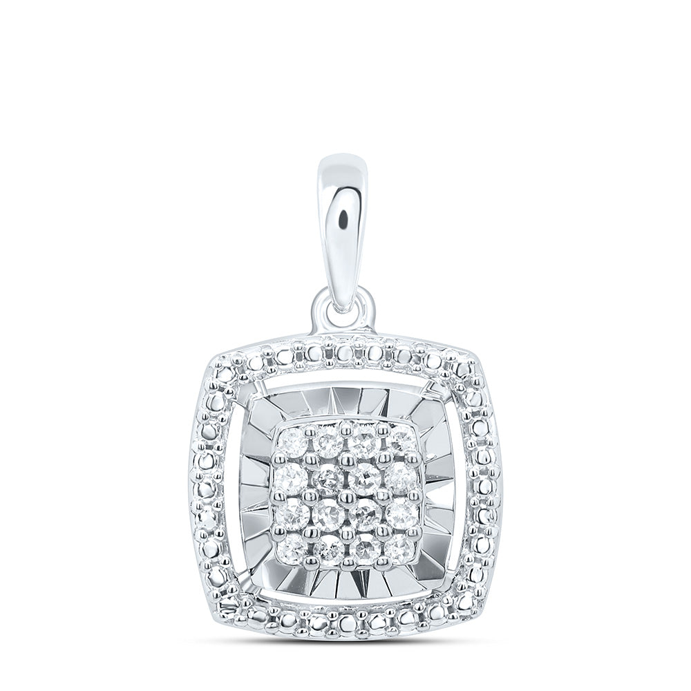 Sterling Silver 1/8 CTW-Natural Diamond Gift Cushion Pendant