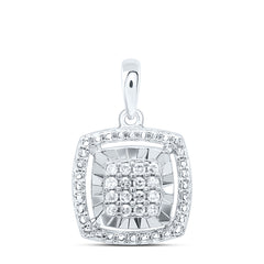 Sterling Silver 1/8 CTW-Natural Diamond Gift Cushion Pendant