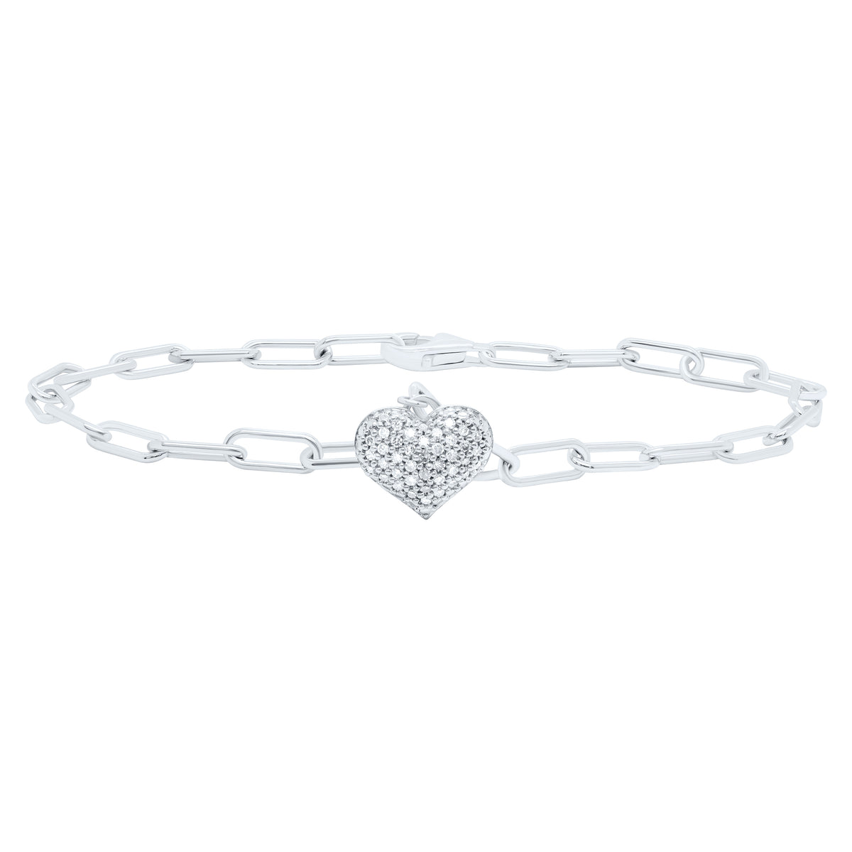 Sterling Silver 1/5 CTW-Natural Diamond Gift Heart Bracelet (7 Inch )